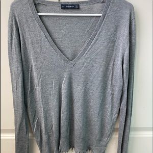 Gray V-neck Sweater